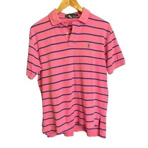 Polo by Ralph Lauren Pink Polo Shirt with Blue Stripes